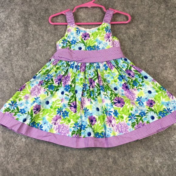 Jessica Ann Other - Jessica Ann Dress 18 Month Baby Girl Purple Floral Plaid Tie Back Summer Tank